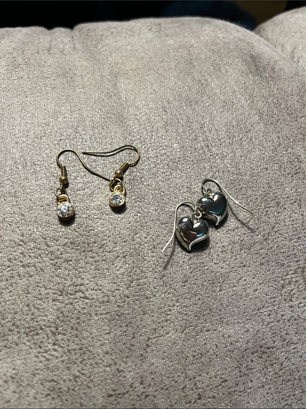Mixed Metal Drop & Heart Dangle Earrings - Gold and Silver 1726